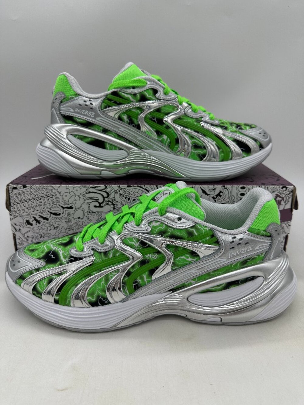 Puma Inverse X RIPNDIP Men's size 14 Green Silver Running Shoes 403649 01